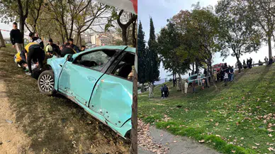 Esenler'de otomobil şarampole yuvarlandı: Sürücü ağır yaralandı!