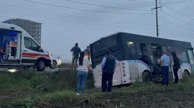 Tekirdağ'da belediye halk otobüsü tarlaya uçtu: 2 kişi yaralandı!