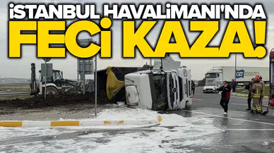 Gübre yüklü kamyon devrildi