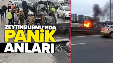 İş makinesi alev alev yandı!