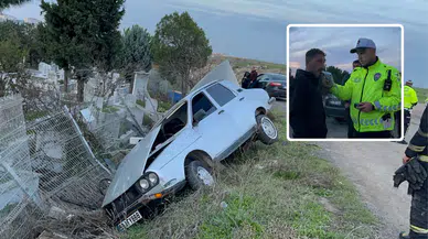 Tekirdağ'da bir araç mezarlığa daldı: Sürücü alkollü çıktı!