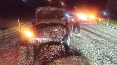 Bolu’da otomobil domuza çarptı: Araç hurda, domuz telef oldu!