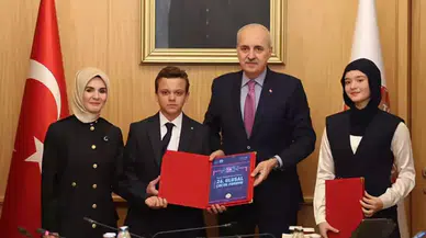 TBMM Başkanı Kurtulmuş ve Bakan Göktaş, Ulusal Çocuk Forumu temsilcilerini kabul etti!