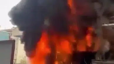 Kocaeli'de işçi konteyneri yanarak küle döndü!