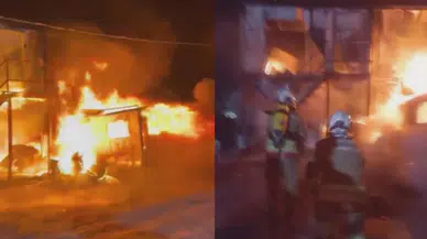 Hatay'da işçilerin kaldığı konteyner yatakhanede yangın çıktı