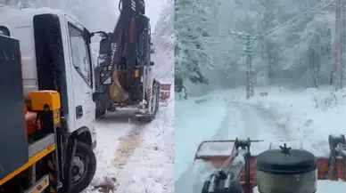 Düzce’de kar ekipleri mahsur bıraktı