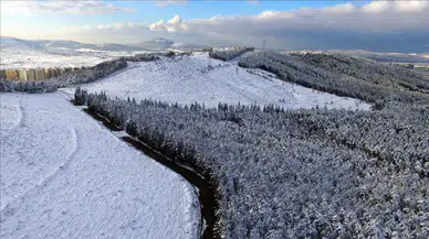 Aydos ormanı beyaza büründü