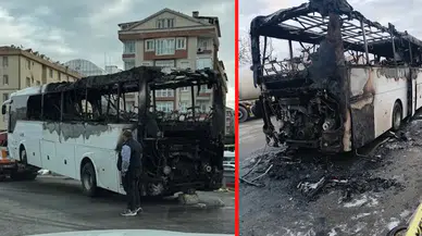 Silivri'de işçi servisi alev alev yandı!