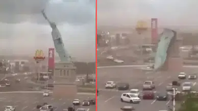 Brezilya’da şiddetli fırtına: Özgürlük Heykeli’nin replikası yıkıldı!