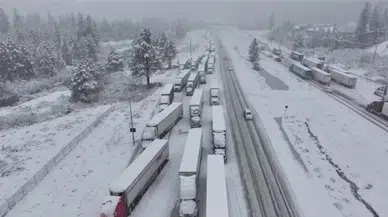 Donner geçidi’nde yoğun kar yağışı: Tırlar yolda mahsur kaldı
