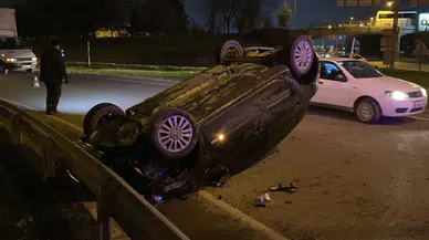 Bursa'da feci kaza: Otomobil takla attı!