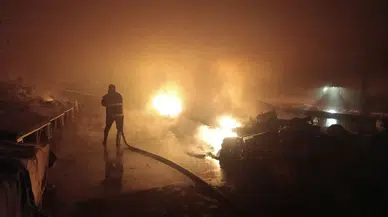 Sorgun’da semt pazarında yangın çıktı