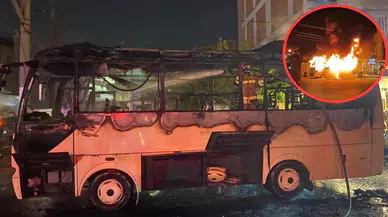 Manisa'da servis otobüsü alev alev yandı: Kullanılmaz hale geldi!