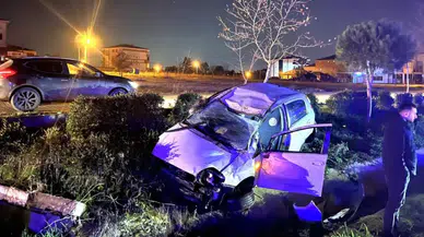 Tekirdağ'da alkollü sürücünün kullandığı otomobil su kanalına uçtu