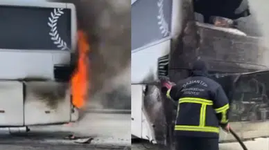 Gaziantep'te yolcu otobüsü yandı!