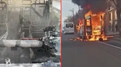 Sivas'ta okul servisi yandı!