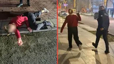 Aksaray'da kaldırıma yatıp çığlık atan kadın, polisleri görünce kaçmaya çalıştı