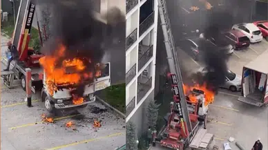 Bursa’da korku dolu anlar: Eşya taşıyan vinçli kamyon alev aldı