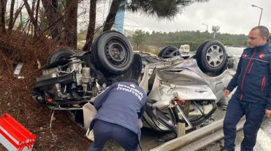 Ümraniye'de otomobil takla attı!