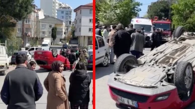 Ümraniye'de feci kaza! Otomobil ile motosiklet çarpıştı: 3 yaralı
