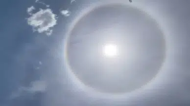 Güneşin etrafındaki halka görenleri hayrete düşürdü!