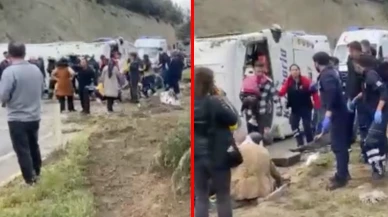 Isparta'da yolcu midibüsü devrildi