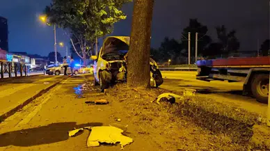 Ağaca çarpan sürücü ölümden döndü!