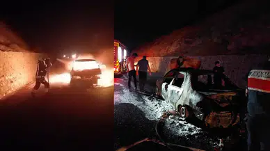 Kazdağları'nda feci yangın: Seyir halindeki araç alev aldı