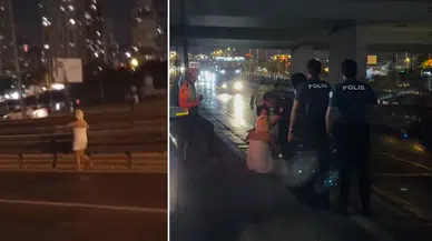 Avcılar'da şaşırtan olay: Kadın havluyla E-5'e çıktı