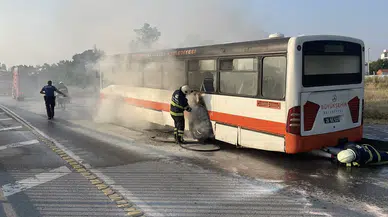 Eskişehir'de panik anları: Belediye otobüsü yandı!