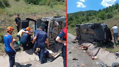 Takla atan otomobil hurdaya döndü!