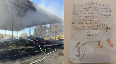 Ödemiş'teki kız çocuğundan itfaiye erini duygulandıran not