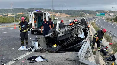 Kuzey Marmara Otoyolu'nda kahreden kaza! Otomobil takla attı: 1 ölü, 4 yaralı