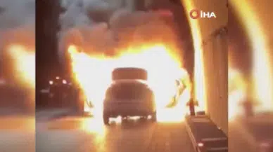 Sabiha Gökçen Tüneli’nde korku dolu anlar: Otomobil alev aldı