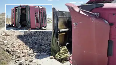 Sultangazi'de tır devrildi: 1 kişi yaralandı!