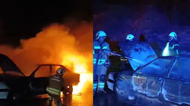 Hatay'da seyir halindeki otomobilde yangın!