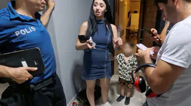 Aksaray'da alkollü anne, çocuğuyla kapıda kaldı