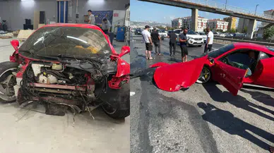 Hurdaya dönen Ferrari kazalı halde satıldı
