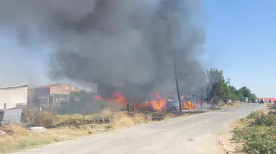 Tekirdağ'da çiftlik deposu cayır cayır yandı!