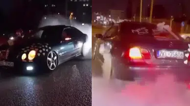 Adana'da düğün konvoyunda lastik yaktılar!