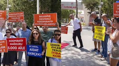 İzmir'de kooperatif mağdurlarından Özgür Özel'e tepki: Cezaevi önünde eylem yaptılar