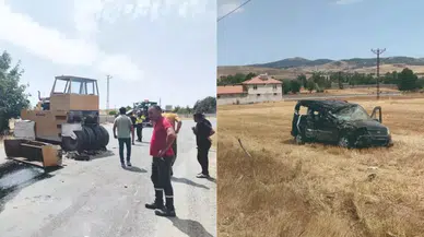 Yozgat'ta otomobil, yol silindirine çarptı: 1 ölü, 1 yaralı