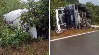 Sakarya’da beton mikseri fındık tarlasına devrildi: 1 yaralı