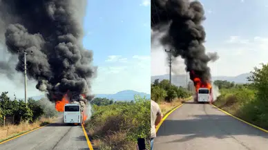 Sakarya'da seyir halindeki işçi servisi alev alev yandı!