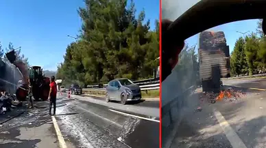 Mersin’de karton yüklü tırda yangın çıktı!