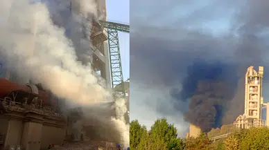 Düzce'de çimento fabrikasında yangın!
