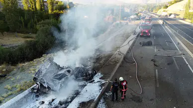 Malatya'da tır, otobüse çarpıp yandı!