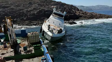 Bodrum’da motoryat karaya oturdu