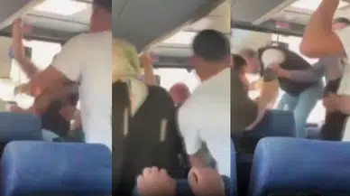 Elazığ halk otobüsünde tekmeli yumruklu kavga!