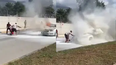 Hatay'da seyir halindeki araç alevlere teslim oldu!